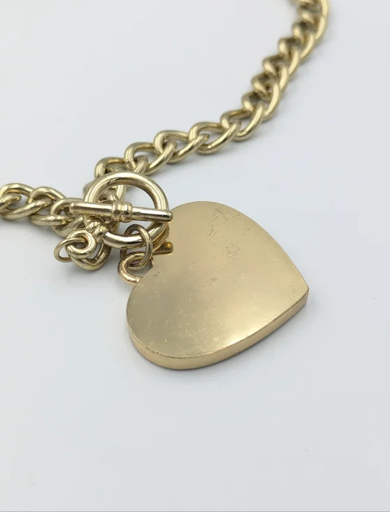 4/24$  Gold tone heart rhinestone chain necklace - Picture 2 of 5